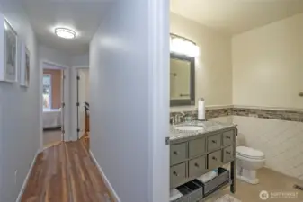 Convenient main-level guest bath, thoughtfully designed for visitors.