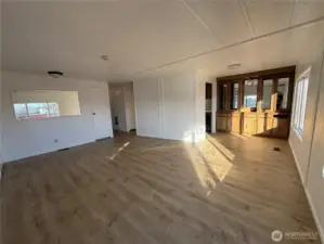 Dining area has built in hutch.