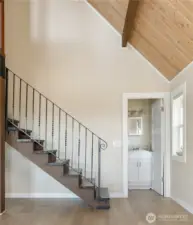 Custom staircase, full bathroom