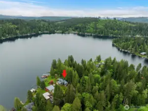 Ariel view of home on Lake Roesiger.