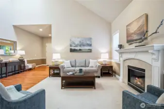 Entertain in style beside the fireplace.