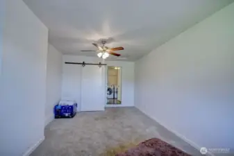 Bedroom 3, barndoor closet (Unit A)