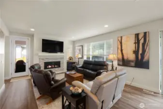 Enjoy the gas fireplace while reading or watching tv.