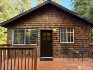 Steps to side deck and main entry to cabin.