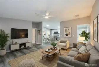 Living room with beautiful vinyl plank