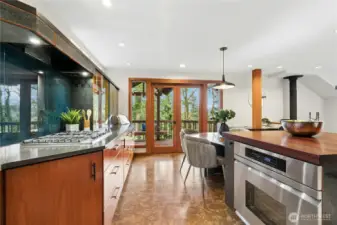 Wisteria-draped deck is perfect for morning coffee and evening BBQ's.