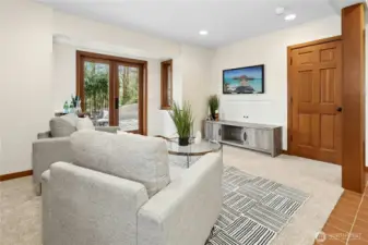 Lower level gathering area.