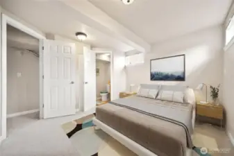 Downstairs bedroom with bathroom