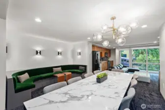 Lounge can be reserved. Large table for gathering or Business Meeting.