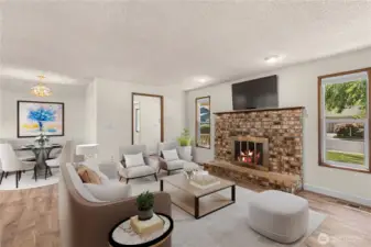 Virtual staged living room