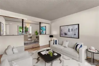 Virtual staged living room