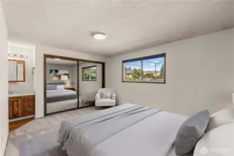Virtual staged primary bedroom