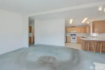 Living room looking towards the kitchen.