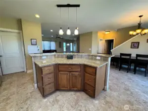 Island with Granite Counter Top & Drawer & Cupboards