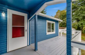 Large deck at front entry