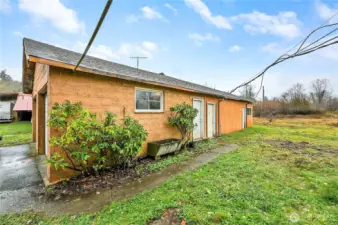 Behind the two car garage is a separate shop