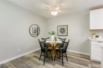 Spacious dining area makes hosting guest fun and easy.