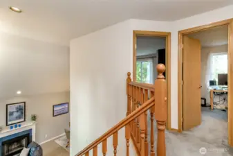 Upstairs landing; tall ceilings