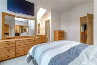 Primary bedroom with lots of light