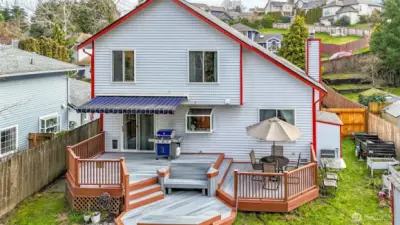 Beautiful spacious backyard with shed