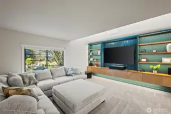 Custom entertainment wall with uplighting!