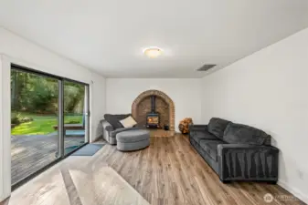 Wood stove provides real warmth and ambiance!