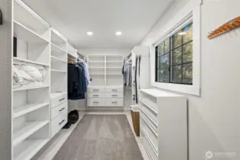 Custom closet with built ins and natural light!