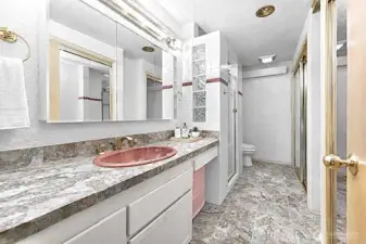 Master "her" bathroom TILE countertop& floors