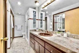 Master "his" bathroom TILE countertop& floors