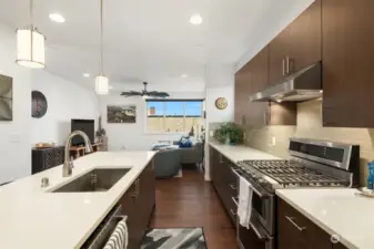 Stylish backsplash adding a designer touch.