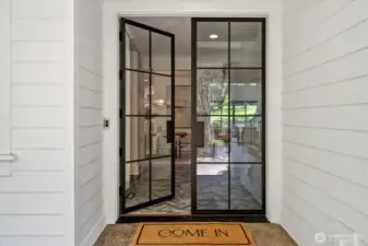 Class exists in this glass entry; double doors.