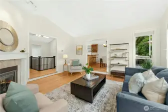Another view of the living room with a peek into the kitchen...