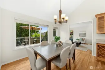 The dining space has direct access to the upper deck - another place to gather and dine al fresco!