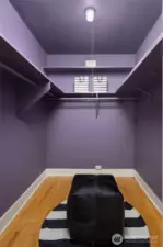 The second and larger of the two walk-in closets--perfect for a work from home office!