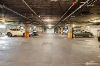 The garage, which includes parking for bikes (free) and parking for cars ($75/month). There's currently no waitlist for a garage parking spot, so if you want  a spot it's yours!