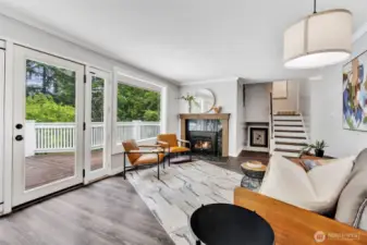 Open and bright living room. New hardwood floors throughout.