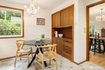 Find an additional dining space in the kitchen, offering even more space to explore the flavors of life. The built-in hutch adds convenience and style.