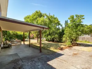 Another look at the backyard, patio space and alley access. The alley dead ends at the next house.
