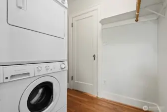 In-unit washer and dryer and good storage.