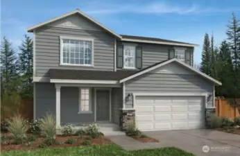 Artist Rendering - 2565 - Exterior Elevation A with optional stone accents.