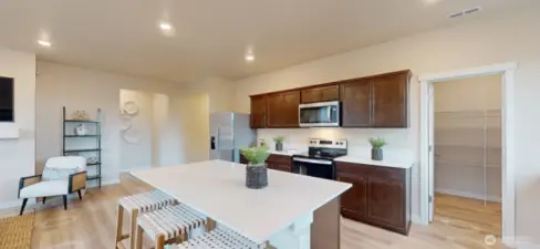 Photo is of a model home in another KB Home location; options and colors may vary based on your selections. Depictions of home, layout, location or other features/options, colors and color scheme, materials, fixtures, etc. are for showing purposes only and may not be included in the purchase price and availability may vary.