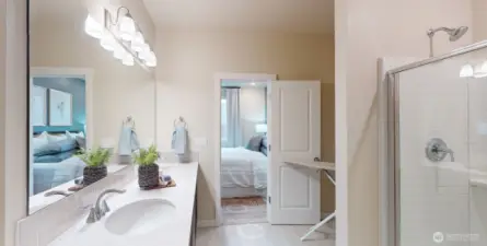 Photo is of a model home in another KB Home location; options and colors may vary based on your selections. Depictions of home, layout, location or other features/options, colors and color scheme, materials, fixtures, etc. are for showing purposes only and may not be included in the purchase price and availability may vary.