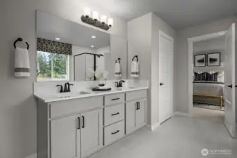 Photo is of a model home at Olympic Springs, KB Home; options and colors may vary based on selections and may include options and features that are not reflected in the list price. Depictions of home, layout, location or other features/options, colors and color scheme, materials, fixtures, etc. are for showing purposes only and may not be included in the purchase price and availability may vary.