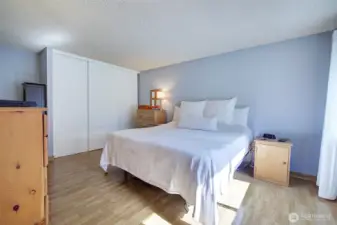 Upper level primary suite is generous in size.