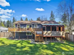 Expansive two tiered deck.
