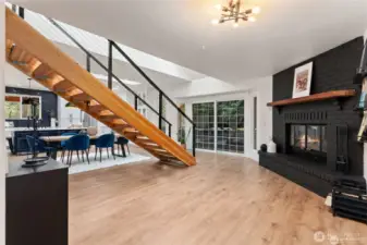 Open floor-plan with wood burning fireplace perfect for cozy nights!