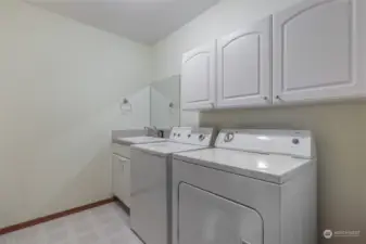 Separate utility room off the kitchen and garage. Washer/dryer  are included.