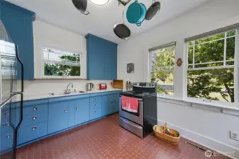 Unit A Classic 1920s Kitchen, freshly painted.