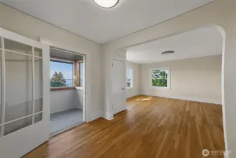 Unit A 4th bedroom, accessed through the enclosed balcony, was originally the third bedroom in Unit B; access can be restored.