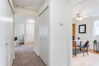 The home also features extra storage space in the attic and a closet in the hallway.